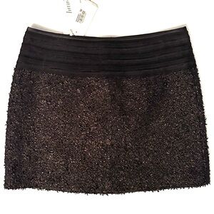 Hanii Y Korea Bronze Wool blend Textured Mini Skirt 4/6 NWT metallic sparkle